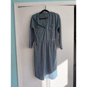 Soft Surroundings Blue Casual Drawstring Hoodie Dress‎ Size Small